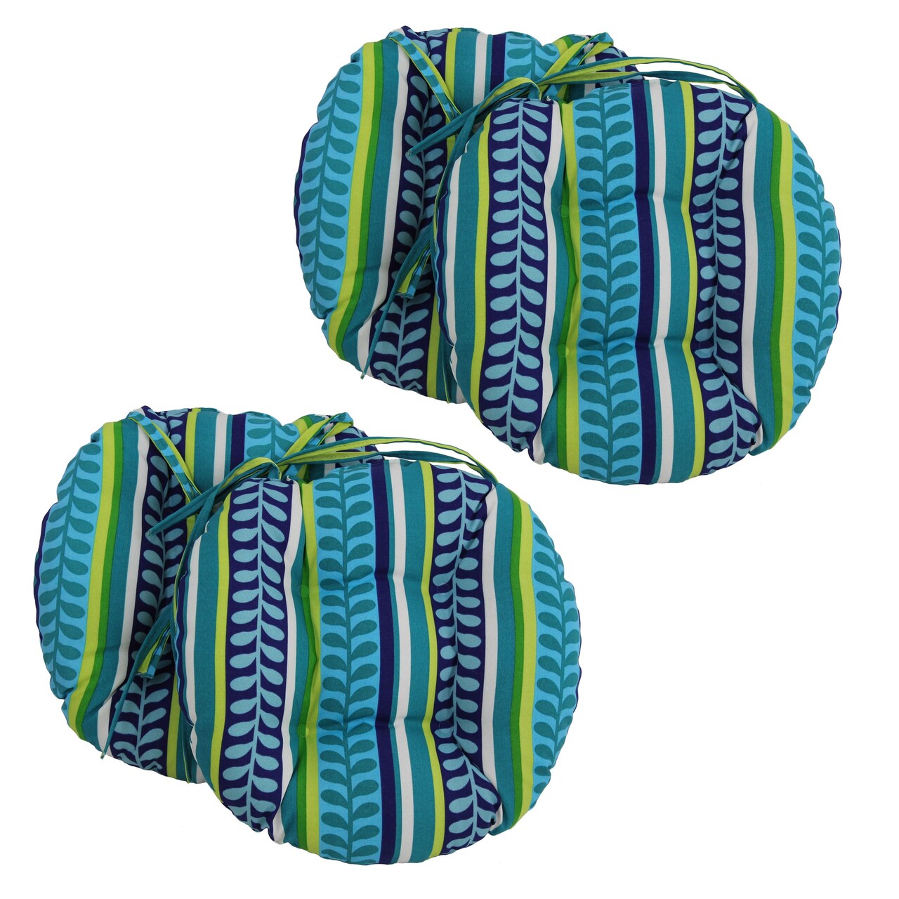 16-inch Outdoor Spun Polyester Tufted Chair Cushion (Set of 4) - Pike Azure